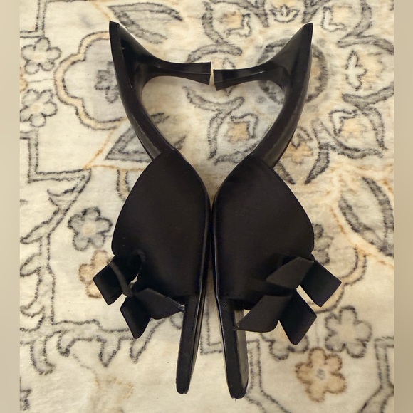 Zara Women's Black Bow Heeled Mules - Picture 4 of 6